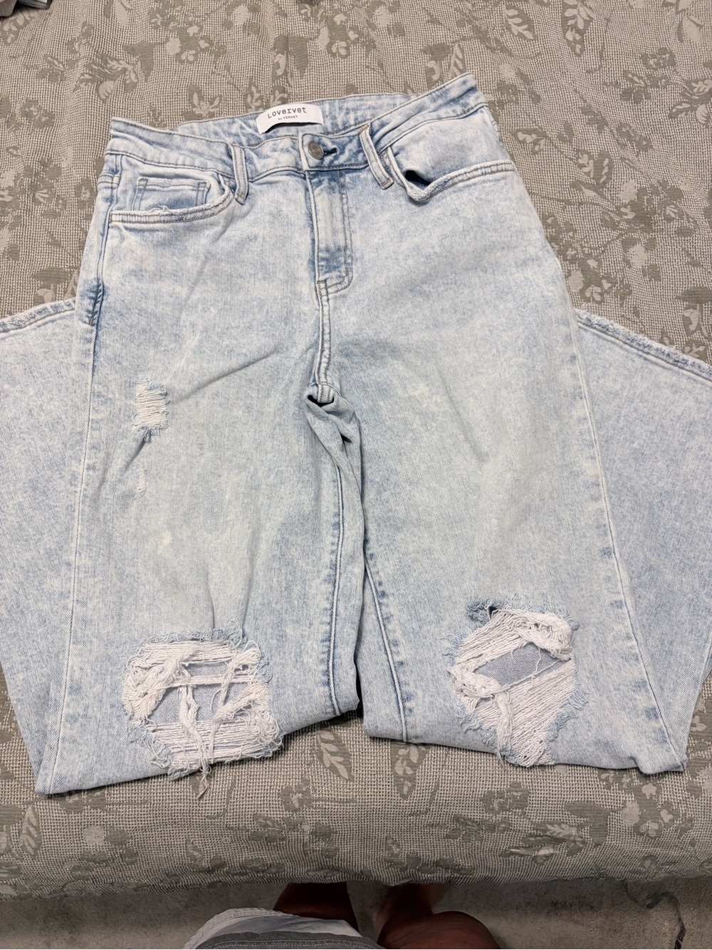 High-Rise Distressed Light Blue Jeans by Loveseat